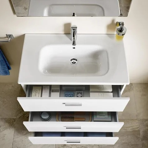 Flawed Roca Victoria Basic Basin and 3 Drawer Vanity Unit in Gloss White
