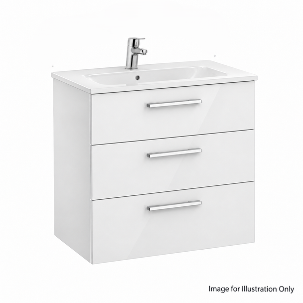 Flawed Roca Victoria Basic Basin and 3 Drawer Vanity Unit in Gloss White