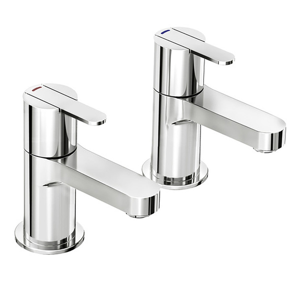 STH Westco Strata Pair of Bath Pillar Taps in Chrome 4E1054
