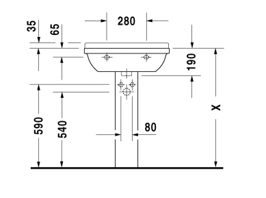 Duravit Starck 3 White Basin and Full Pedestal 600 mm 0300600000