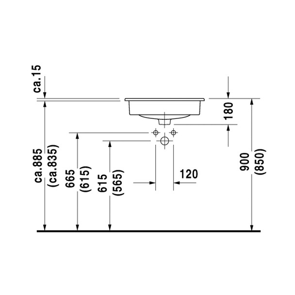 Duravit D-Code 1TH Countertop Vanity Washbasin 545 x 435mm White 0337540000