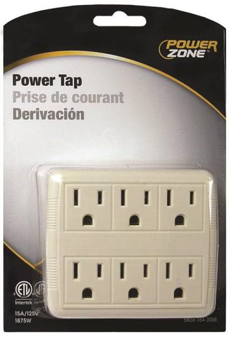 Powerzone 6 Ft Gounded Outlet Power Tap