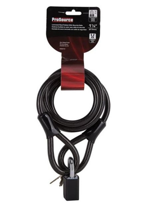 ProSource 2502151 Loop Cable Lock - 6 Ft L Steel Cable, Zinc Plated
