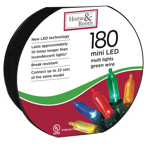 Brite Star 180-Count Mini LED Light Set in Multi Green Wire