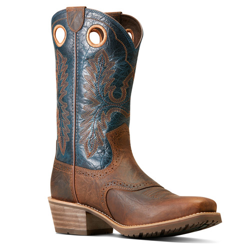Ariat Men's Blue/Brown Hybrid Roughstock Square Toe Cowboy Boot