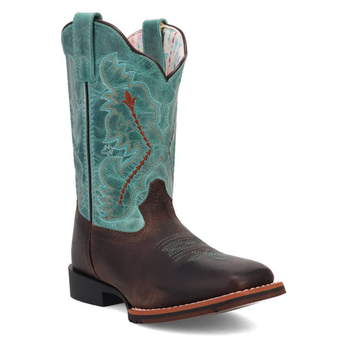 Dan Post Salina - Girl's Brown and Turquoise Leather Cowgirl Boots