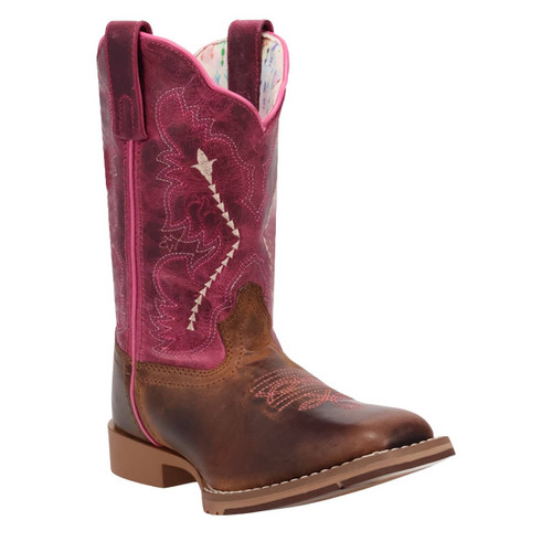 Dan Post Salina - Girl's Brown and Pink Leather Cowgirl Boots