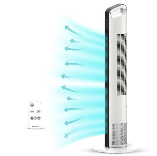 Comfort Zone 42" White Oscillating Tower Fan w/Remote