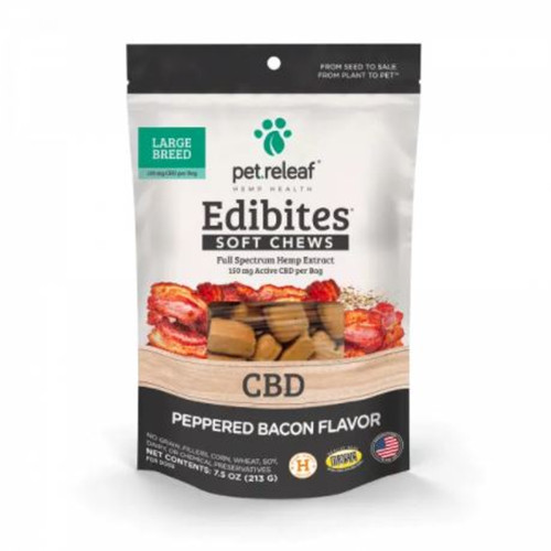 Pet Releaf CBD Peppered Bacon Chews for Large Dogs