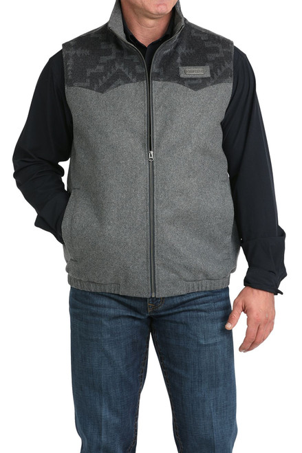 Cinch Men's Gray Wool Concealed Carry Full Zip Western Vest