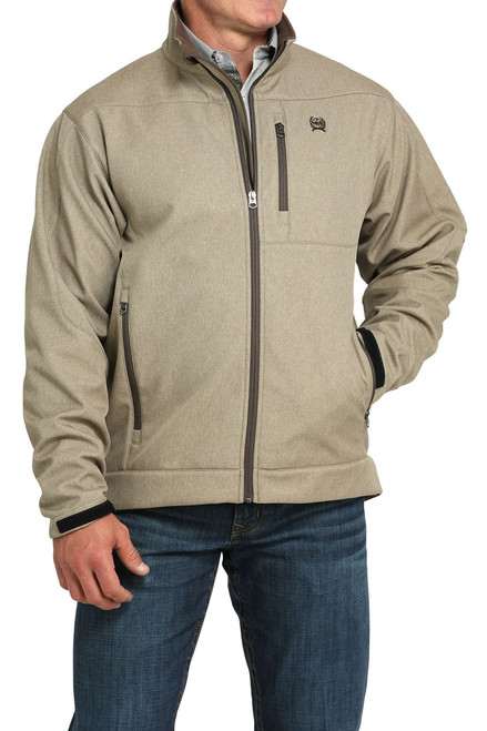 Cinch Men's Tan Textured Full Zip Bonded Jacket