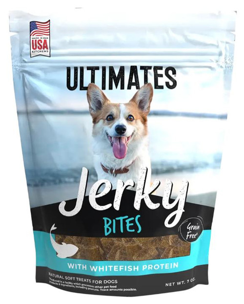 Ultimates Whitefish Bites Jerky Treats For Dogs - 7 oz Bag