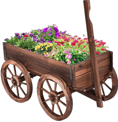 Livingscape Wood Wagon Planter 46" L x 16.5" W x 15" H 12.1 LBS.