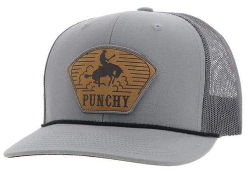 Hooey Men's Gray "Cavvy" Punchy Leather Patch Snapback Hat OS