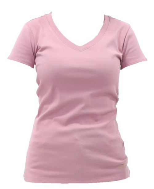 Noble Outfitters Ladies Mauve Tug-Free Short Sleeve V-Neck Shirt