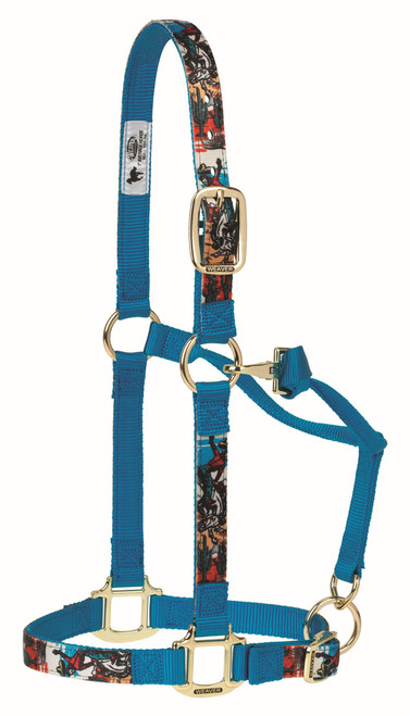 Weaver Leather Bucking Bronc Blue 1" Patterned Adjustable Halter