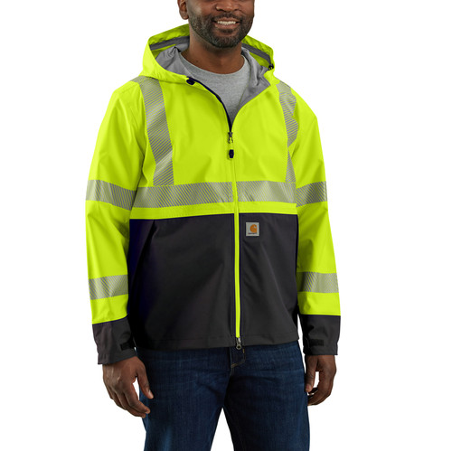 Carhartt Men's High Visibility Brite Lime Storm Defender Loose Fit Lightweight Class 3 Jacket
