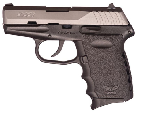 SCCY CPX-2 Without Manual Safety 9mm Caliber 3.1 Inch Barrel Natural Satin Stainless Steel Slide Finish Black Frame 10 Round