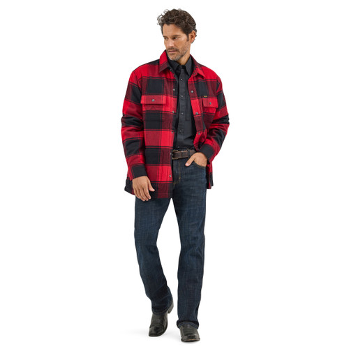 Wrangler Mens Red Plaid Flannel Shacket