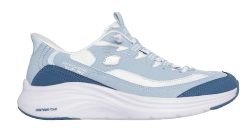 Skechers Womens Light Blue Slip-ins: Contour Foam Cozy Fit Sweet Nostalgia