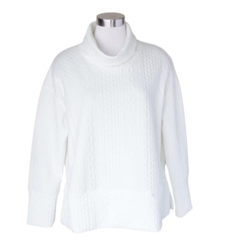 Keren Hart Womens Classic Knit White Long Sleeve Cowlneck Sweater