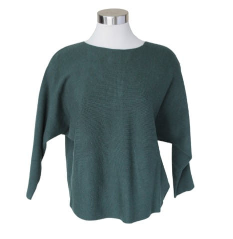 Keren Hart Womens Green Quarter-Sleeve Back Zip Shirt