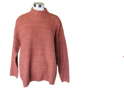 Keren Hart Womens Vibrant Orange Long Sleeve Mock Neck Pullover