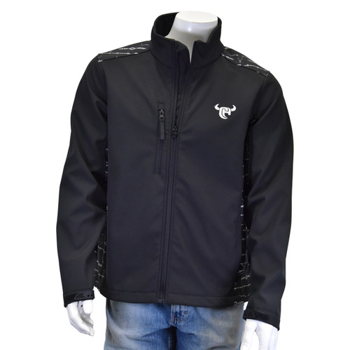 Cowboy Hardware Men's Black Barbed Poly Shell Full Zip Jacket