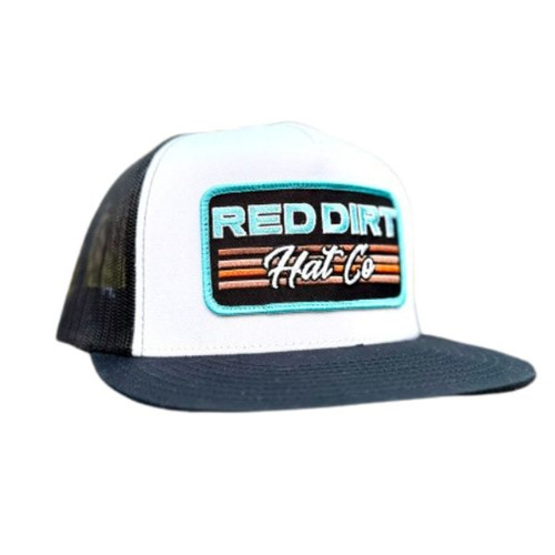 Red Dirt Hat Men's Black & White Mesh Between The Lines Logo Snapback Hat