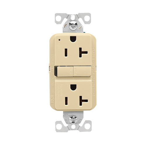 Eaton GF20V-BX-L GFCI Receptacle, 125 V, 20 A, NEMA: NEMA 5-20R, Back, Side Wiring, Ivory