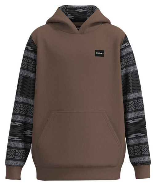 Hooey Youth Boys Brown "Legendary Hoody" with Black & Grey Aztec Print Pullover Hoodie