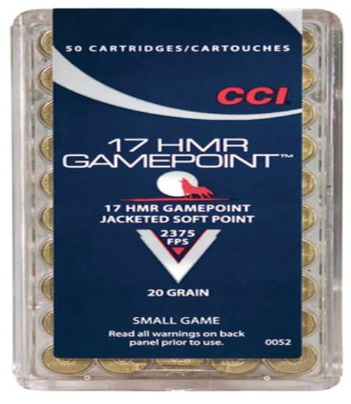 CCI Game Point .17 HMR 20 Grain Jacketed Soft Point
