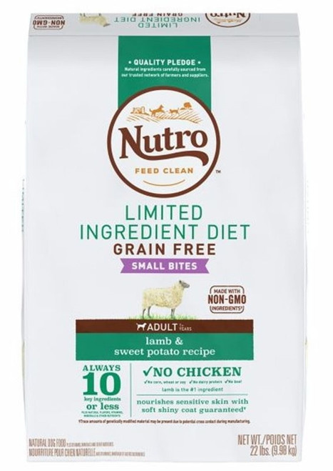 Nutro Limited Ingredient Diet Grain Free Lamb and Sweet Potato Small Bite Dog Food 22LBS