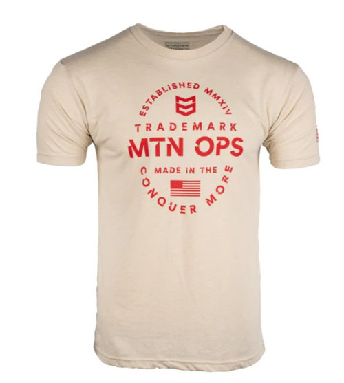 MTN Ops Mens Short Sleeve Trademark Tee - Beige/Natural