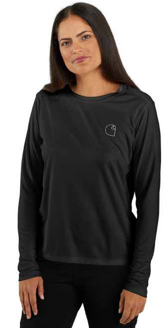 Carhartt Women's Force Sun Defender Relaxed Fit Lightweight Long-Sleeve Logo T-Shirt