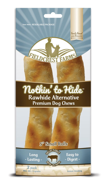 Fieldcrest Farms Nothin' To Hide Rawhide Alternative Small 5" Beef Flavor Dog Chew - 2 Count