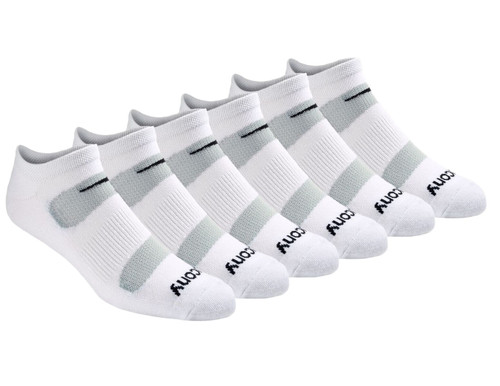 Saucony Mens White Multi-Pack Mesh Ventilating Comfort Fit Performance No-Show Socks - 6 Pack