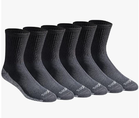Dickies Mens Dri-Tech Mid-Crew Comfort Length Moisture Control Socks - 6 Pack