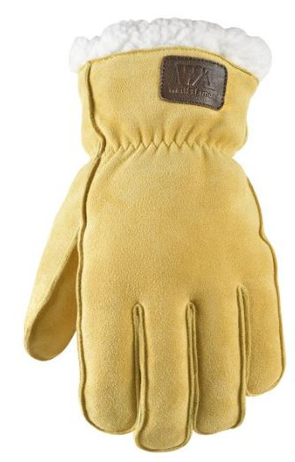 Wells Lamont Men's Sherpa Lined Premium Split Deerskin Winter Gloves in Yellow/Gold