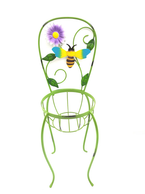 Green Planter Chair Metal Yard Décor 