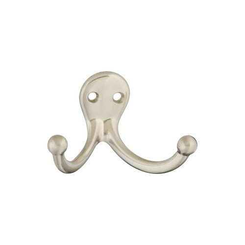 National Hardware V163 N325-522 Cloth Hook, 35 lb, 2-Hook, Zinc, Satin Nickel