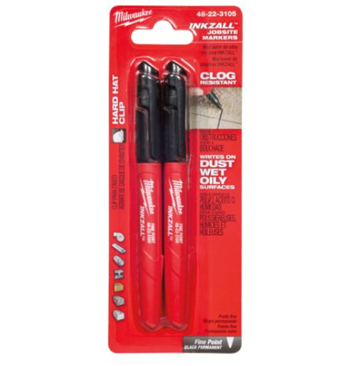 Milwaukee Inkzall Black Fine Point Marker- 2pk