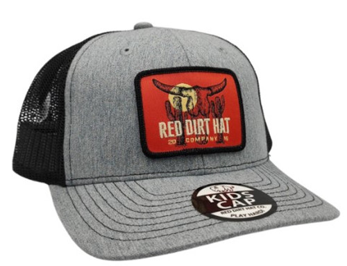 Red Dirt Hat Co. Grey & Black Youth Boone Skull Mesh Snapback Hat