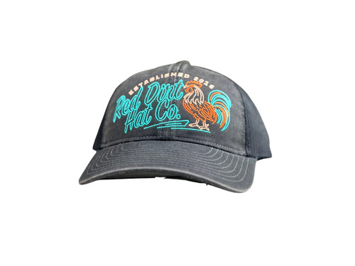 Red Dirt Hat Black Chicken Scratch Mesh Snap Back Hat