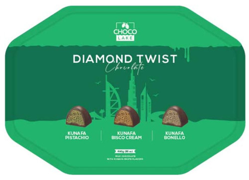 ChocoLake Twist Mix Kunafa Diamond Gift Tin Box - 21 oz.