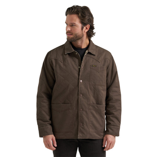 Wrangler Mens Brown Reversible Solid and Southwestern Print Long Sleeve Jacket