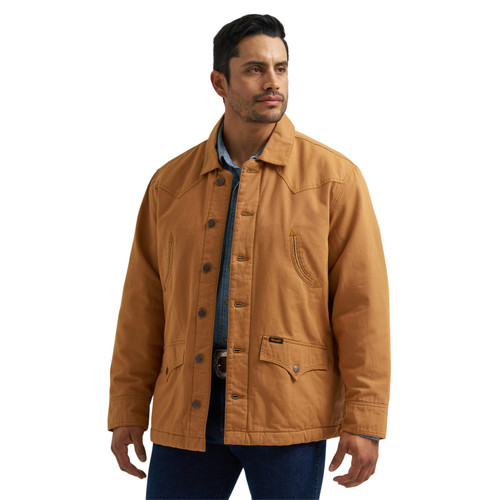 Wrangler Mens Brown Lined Canvas Long Sleeve Barn Jacket