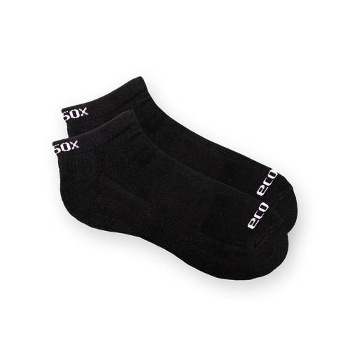 3 Paia Calzini EcoSox Active Sports Work Crew In Bambù - Taglia Large 10-13 (Nero) Unisex