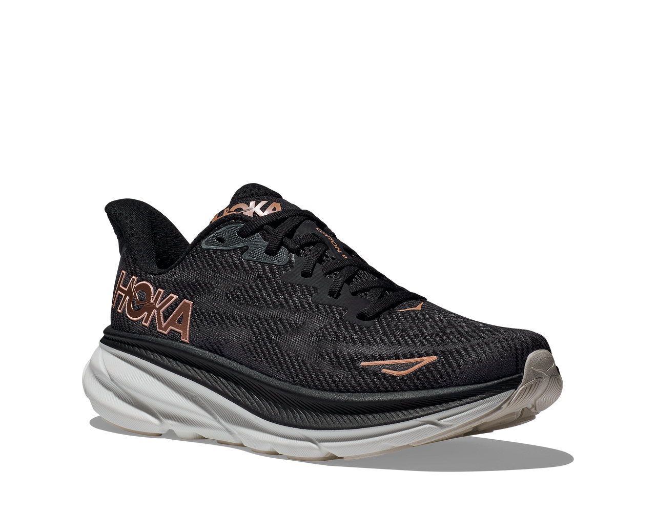 Hoka One One Women's Clifton 9 Wide - Black/Rose Gold - Goodman's Shoes