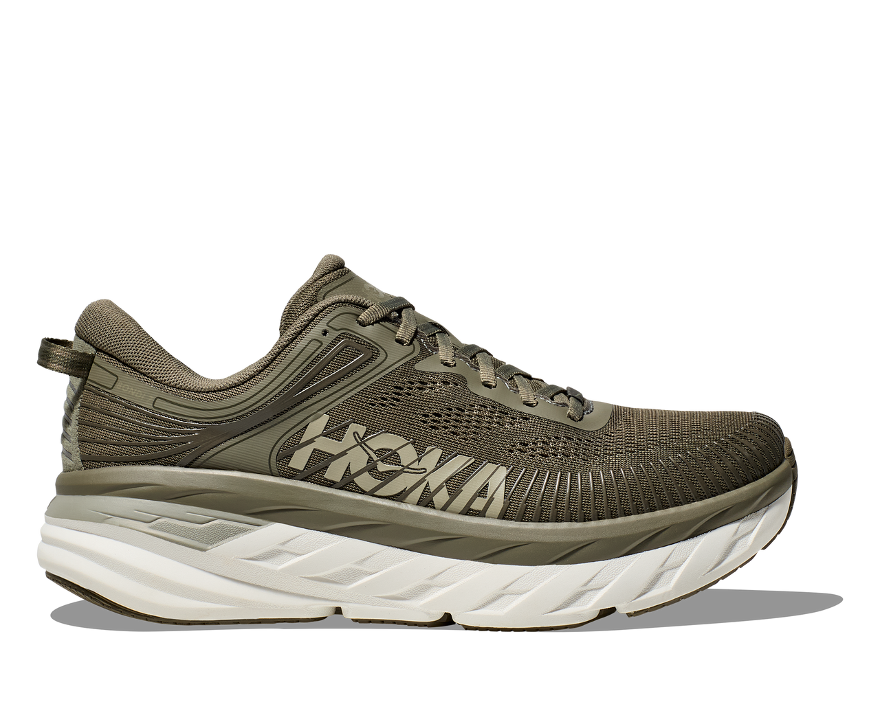 Hoka One One Men's Bondi 7 Wide - Olive Haze/White